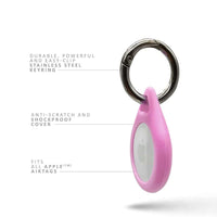 Thumbnail for Light Pink Apple AirTag Case - Silicone AirTag Holder with Carabiner Keychain Clip, AirTag Holder by Guard Dog
