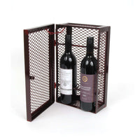 Thumbnail for Rectangular Two Bottle Mesh Wine Box, Merlot Finish