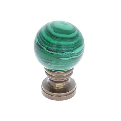 Art Finial - Green Malachite Ball, Set of 2, Mini Works of Art, Update Your Lamps!