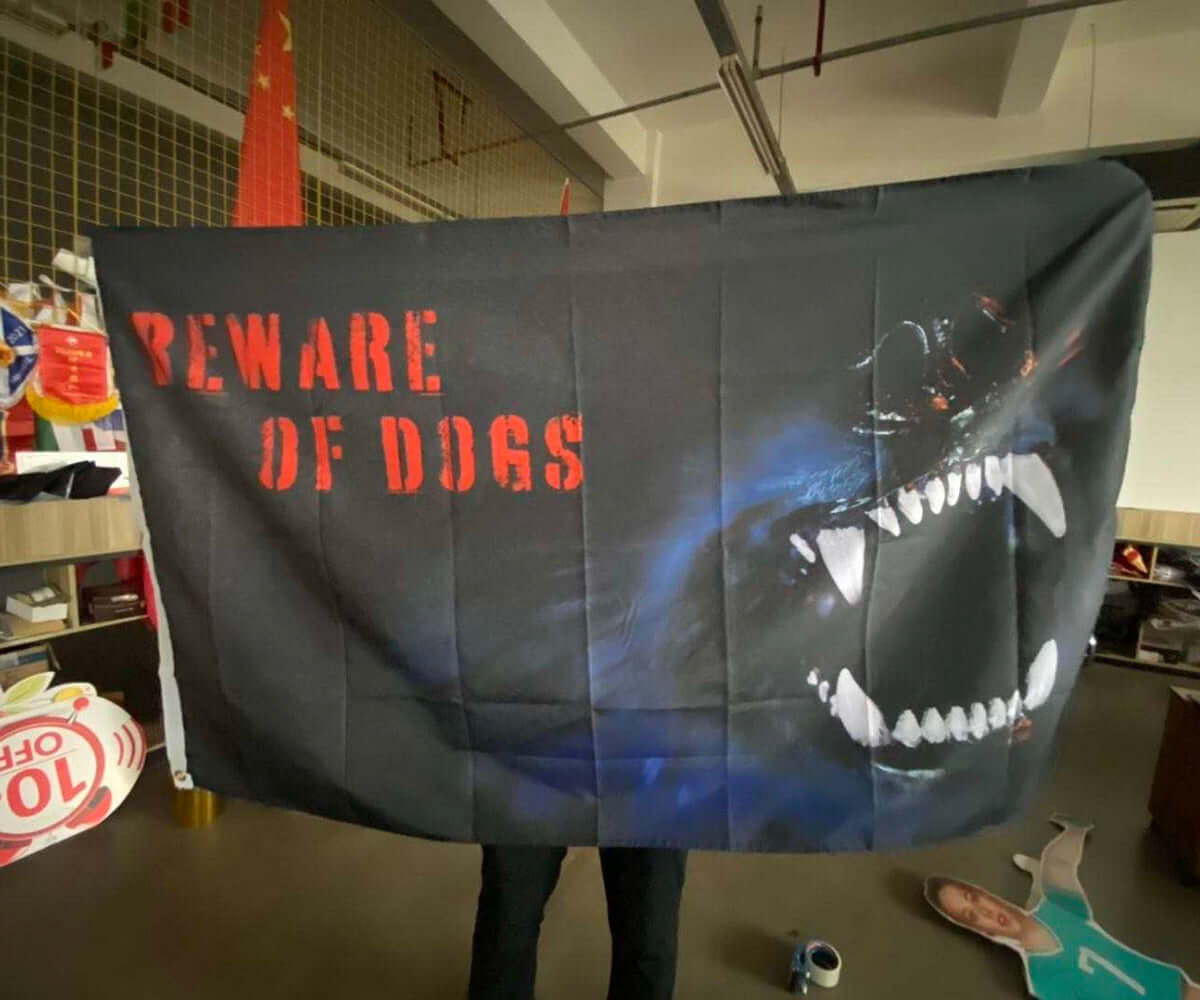 Flags Unfurled "Beware of Dogs" 3’ x 5’ Caution Warning Flag