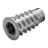 Thumbnail for Hafele 030.02.266 Type D Zinc Plated Steel Insert Nut, 1/4-20x20mm Long (10pc)