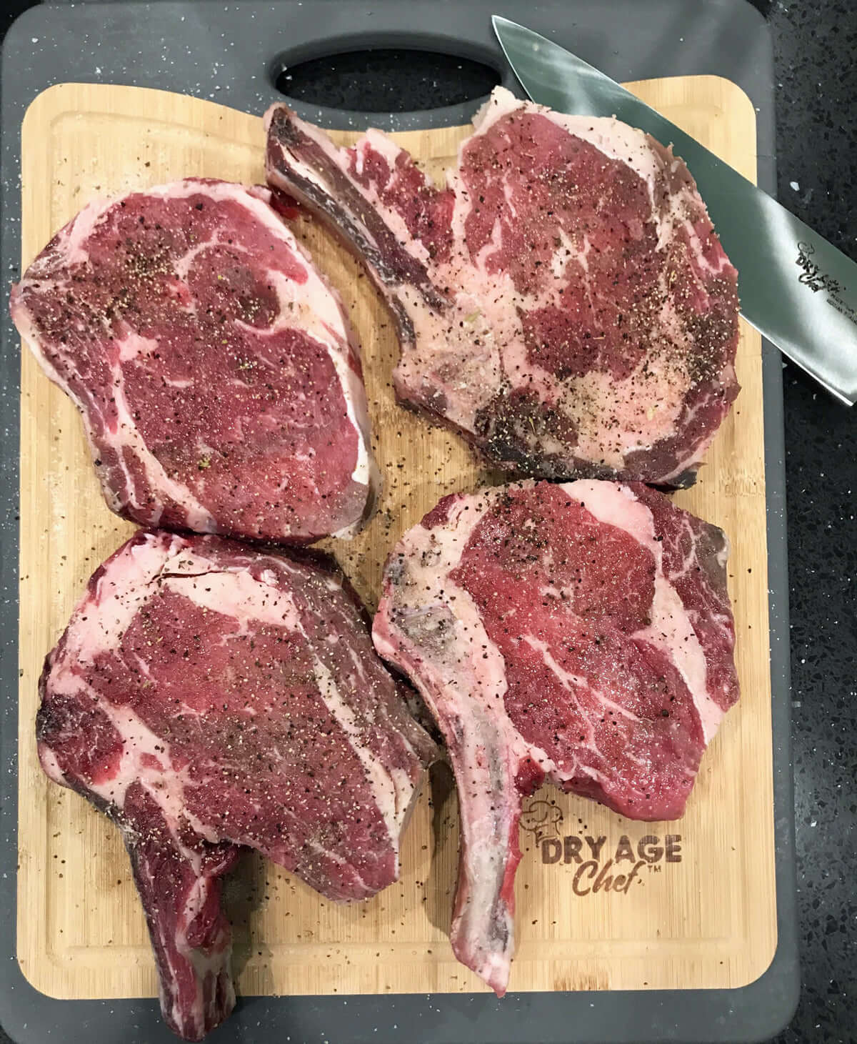 Dry Age Chef Large Beef Rack, Pan, Hybrid Cutting Board & Knife Savings Package