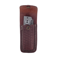 Thumbnail for Raindrop Damascus Classic Folding Blade EDC Buck Engraved with Belt Sheath