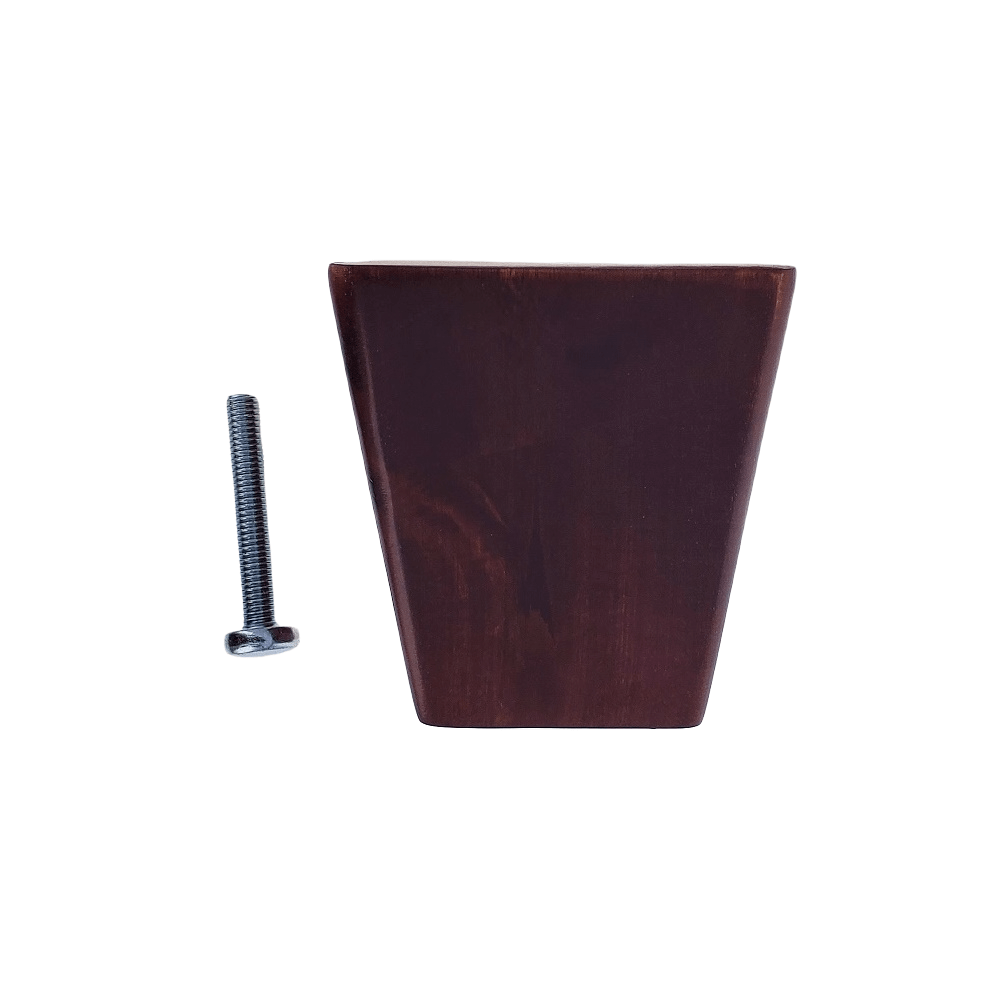 Leg Daddy 4" Dark Finish Square Tapered Wooden Sofa Leg with Your Choice Bolt, 5/16", M8, or M10 Bolt Size