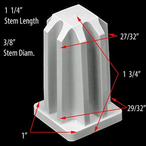 Large Square Plastic Bed Frame Insert Plugs, 7/8" Outside Diameter, Set of 4