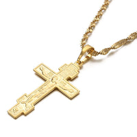 Thumbnail for 24K Gold Plated Russian Orthodox Christian Cross Pendant with 19.6