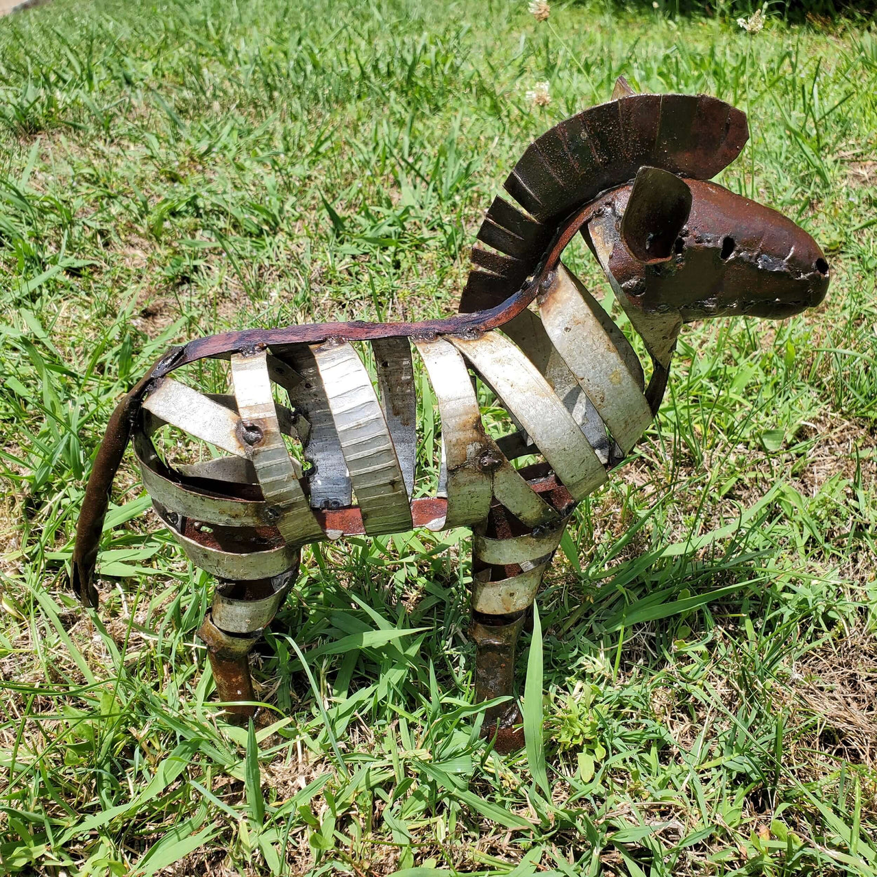 Recycled Metal Ribbon Zebra Sculpture