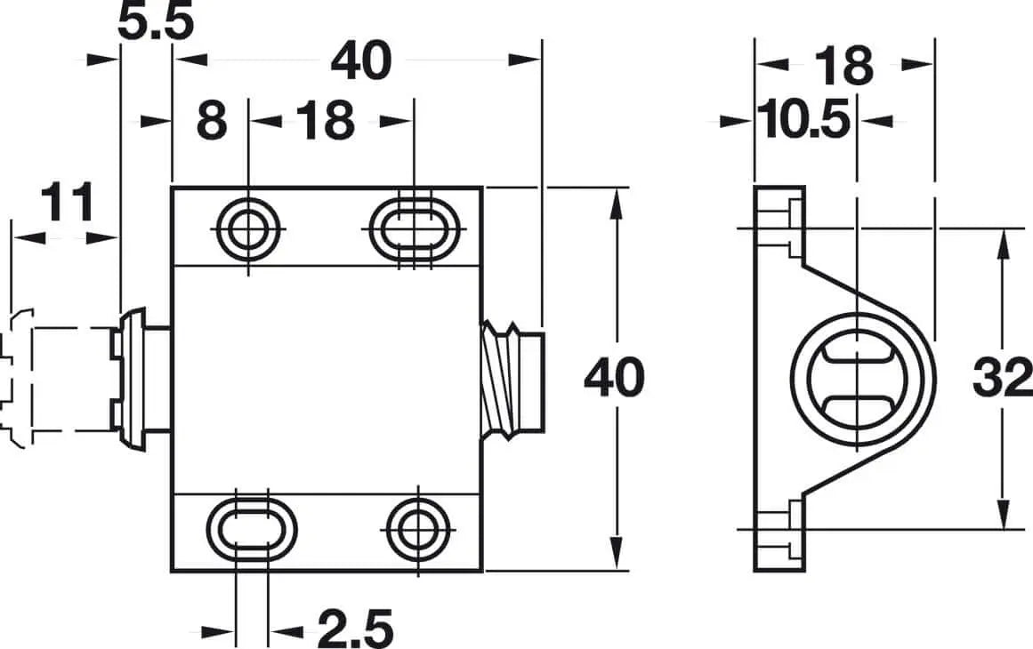 Hafele 245.60.389 Black Magnetic Pressure Push Latch, 0.5 kg Pull