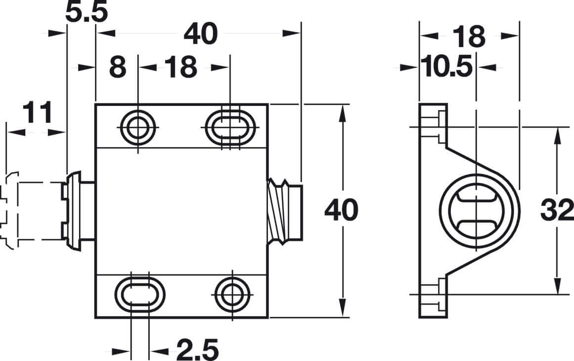 Hafele 245.60.389 Black Magnetic Pressure Push Latch, 0.5 kg Pull