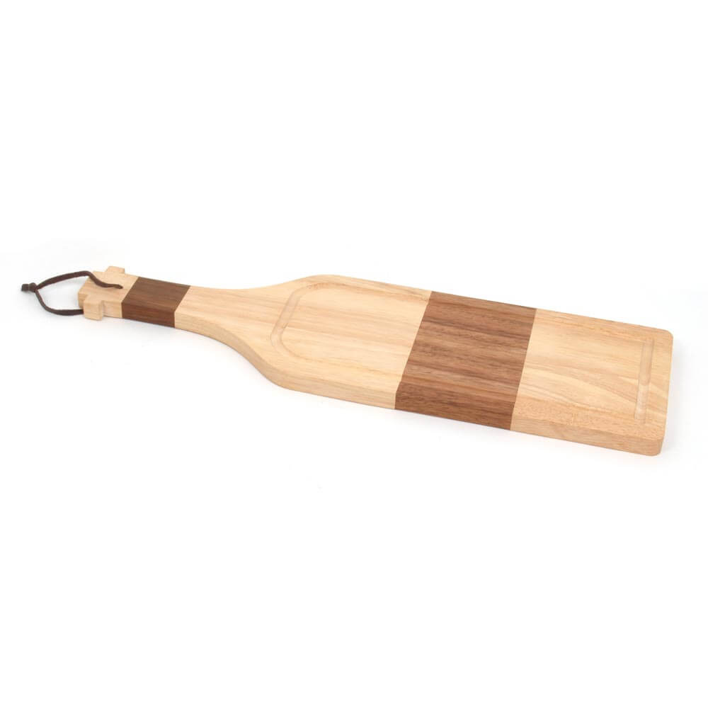 Wooden Wine Bottle Shaped Serving or Cutting Board by Dry Age Chef
