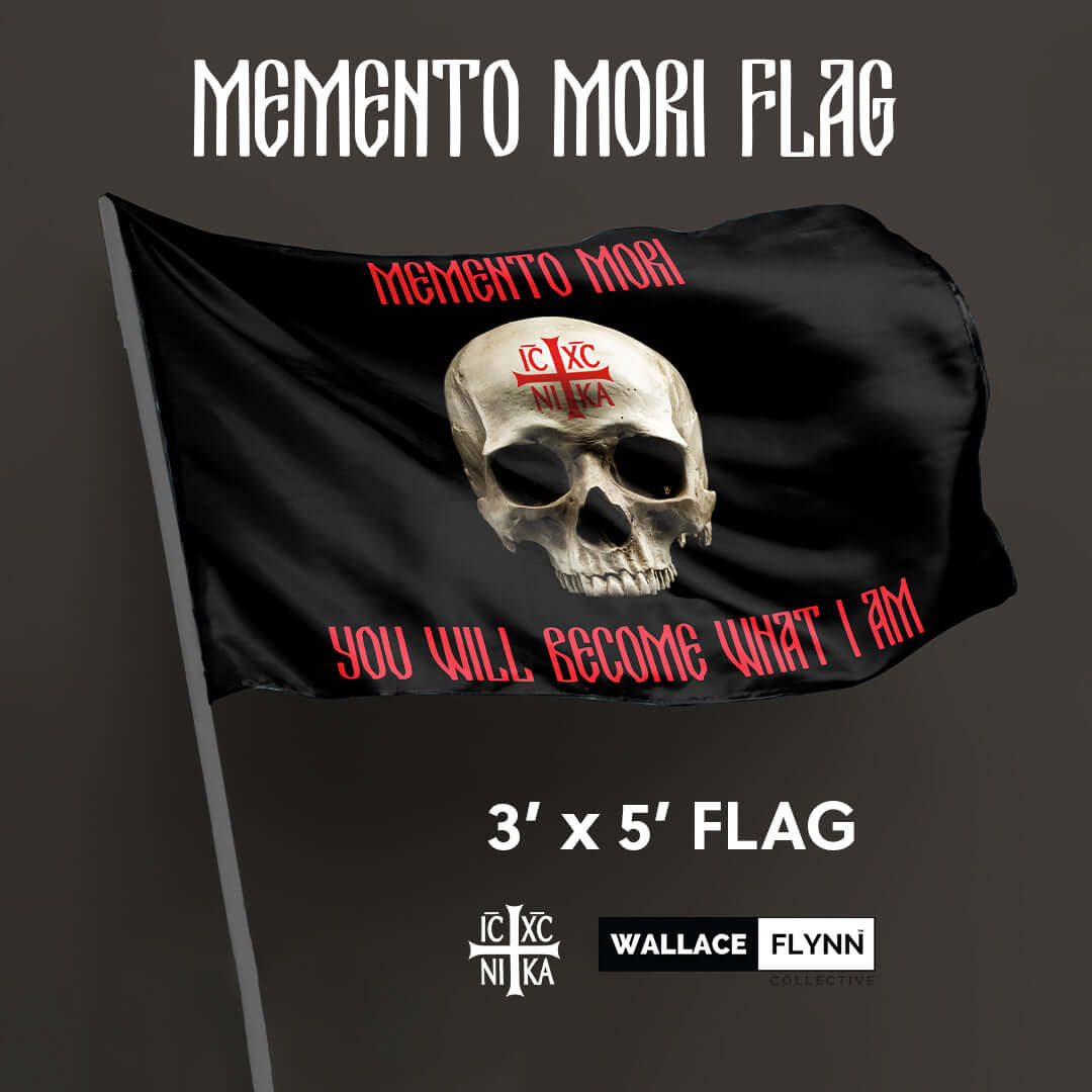 Flags Unfurled Memento Mori You Will Become What I Am IC XC NIKA - 3’ x 5’ Flag