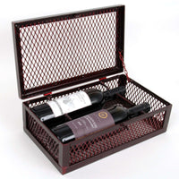 Thumbnail for Rectangular Two Bottle Mesh Wine Box, Merlot Finish