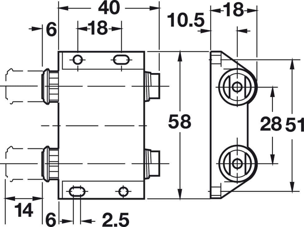 Hafele 245.80.320 Black Magnetic Pressure Push Latch, Double, 0.5 kg Pull