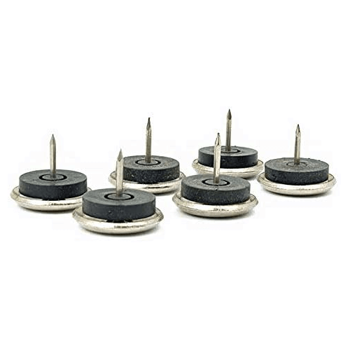 1-1/8" Diameter Nickel Plated Steel Glide with Intermediate Rubber Layer, Set of 6