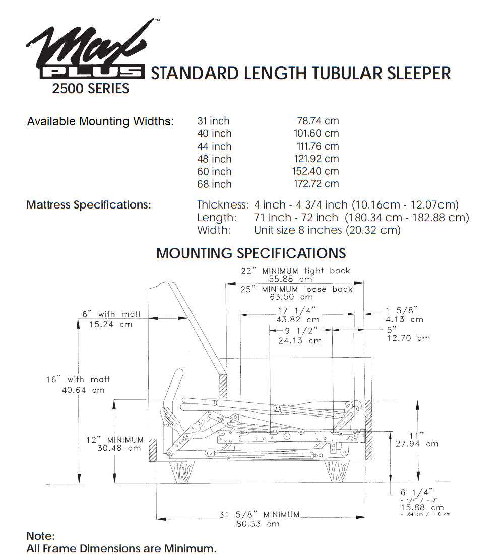 Max Plus 2500 Series by L&P Replacement Sleeper Sofa Mechanism Repair Kit