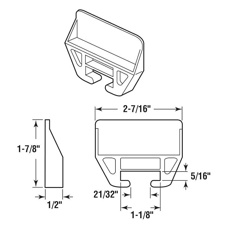 White Self-Lubricating Polyethylene Back Drawer Track Slide Bearing - Set of 5