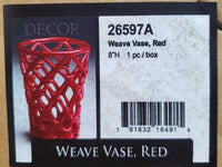 Thumbnail for Dynasty Gallery Red Weave Glass Vase