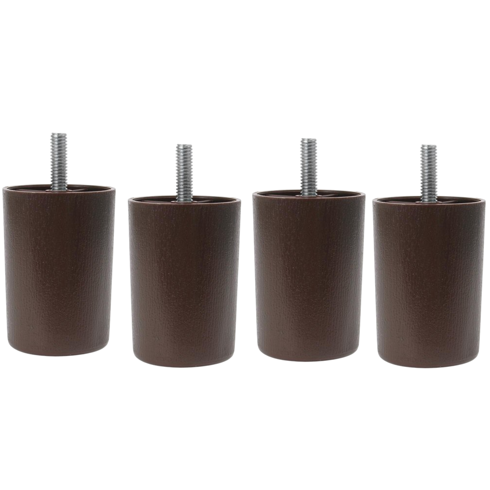 Leg Daddy 3" Brown Round HDPE Plastic Sofa Leg, Set of 4 with T-Plates
