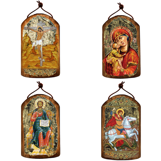 Catholic, Christian, Greek, Orthodox Wooden Icon Ornaments, G. DeBrekht