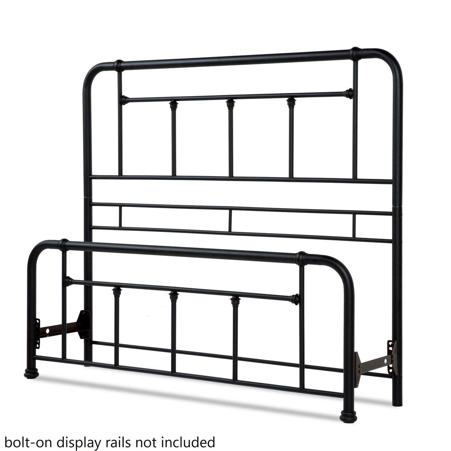 Twin/Twin XL Size Baldwin Textured Black Metal Bolt-On Headboard and Footboard