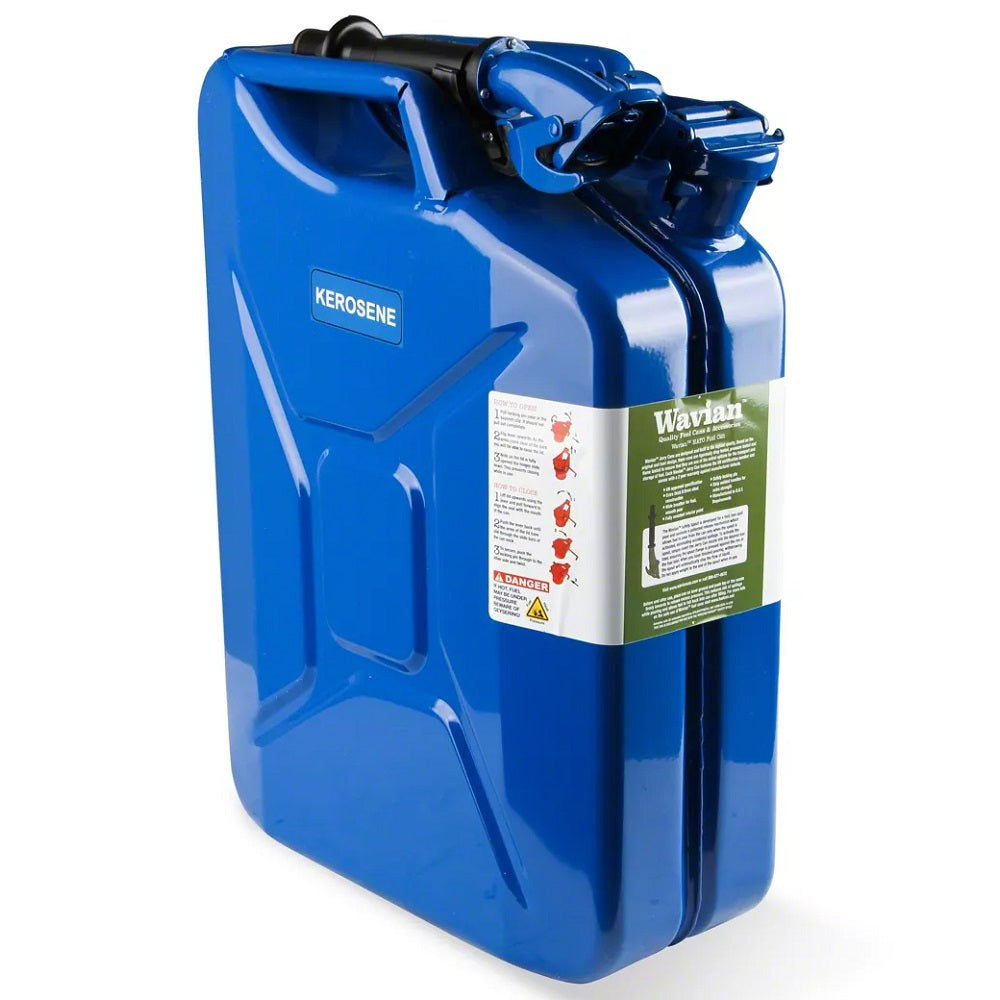 20 Liter Wavian USA Leakproof Steel Jerry Gas Can for Gasoline, Kerosene, Diesel