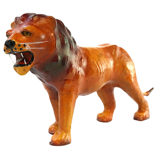 Lion Handmade Painted Leather Statue