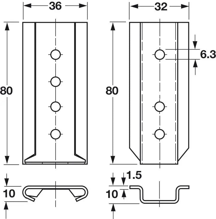 Hafele 273.42.918 Zinc-Plated Steel Connecting Fitting Hafele