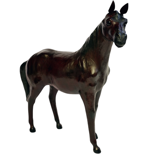 Standing Horse Handmade Painted Leather Statue