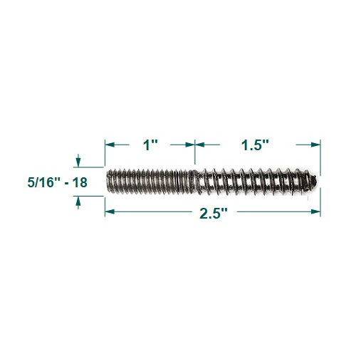 Leg Daddy 5/16"-18 Hanger Bolts for Wooden Sofa Legs, Set of 6