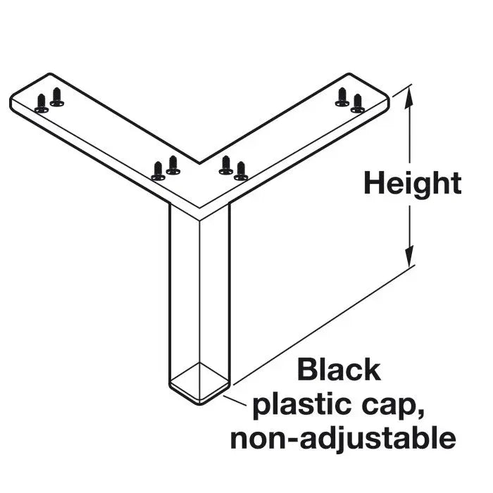 Hafele 5-1/16" Polished Chrome Steel Corner Furniture Leg (129mm) Tall Hafele
