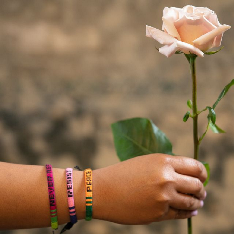 Peace, Resist, Never Again Woven Bracelet Trio, Handmade in Guatemala