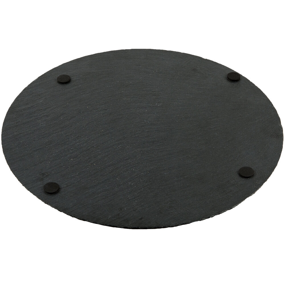 12" Round Black Slate Tray with Soapstone Chalk, Set of 8