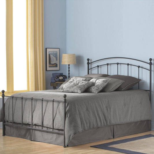 Twin or Twin XL Size Sanford Matte Black Metal Bolt-On Headboard and Footboard