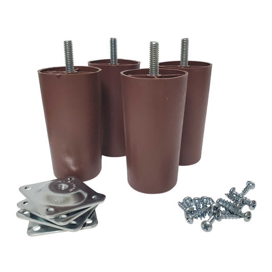 Leg Daddy 4" Round Tapered Plastic Furniture Legs, Set of 4 with T-Plates