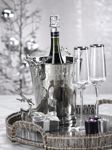 Zodax Silver Deer Head Wine Cooler, Ice Bucket