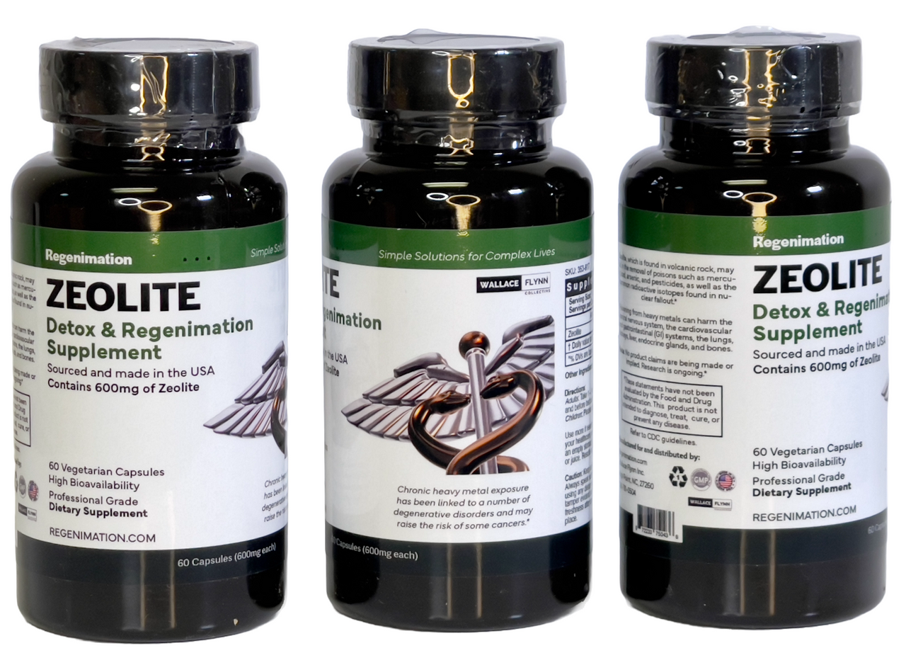 ZEOLITE Heavy Metal Detox Regenimation Supplement 600mg, 60 ct. 3 PACK