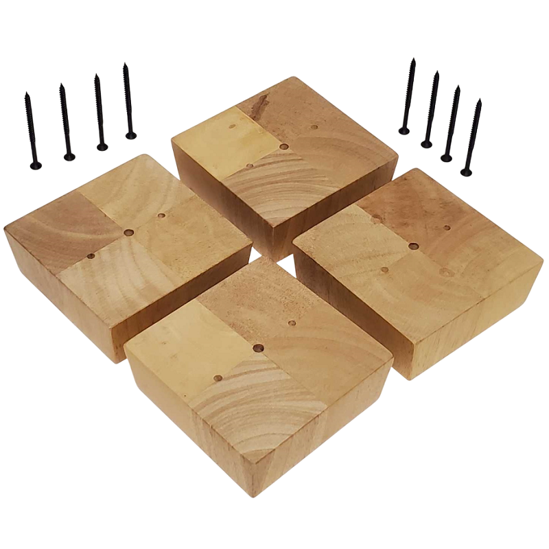 Leg Daddy 1-7/8" Maple Finish Square Block Sofa Leg, Set of 4