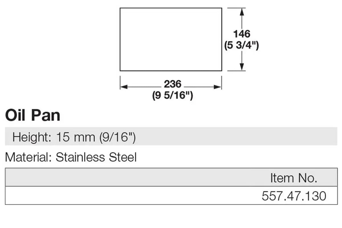 Hafele 557.47.130 Stainless Steel Fineline Oil Pan, 236 x 146 x 15mm Hafele