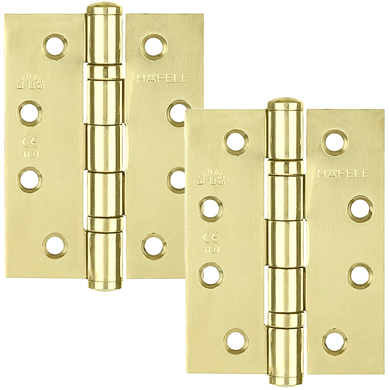 Hafele 926.90.280 Butt Hinge, 102 mm, Set of 2 Beautiful Polished Brass Hinges