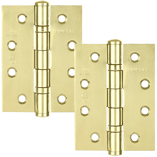 Hafele 926.90.280 Butt Hinge, 102 mm, Set of 2 Beautiful Polished Brass Hinges