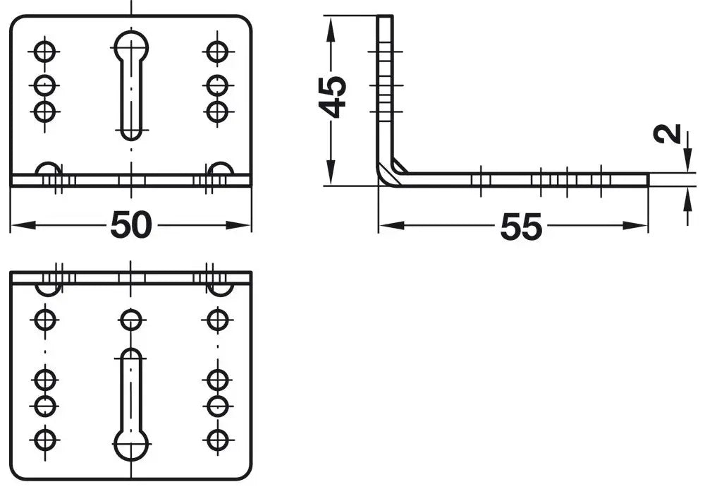 Hafele 558.12.943 General Purpose Mounting Plate with Key Hole Slot, Set of 4 Hafele