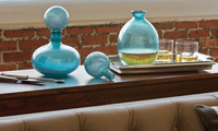 Thumbnail for Dynasty Gallery Round Dusty Blue Glass Decanter