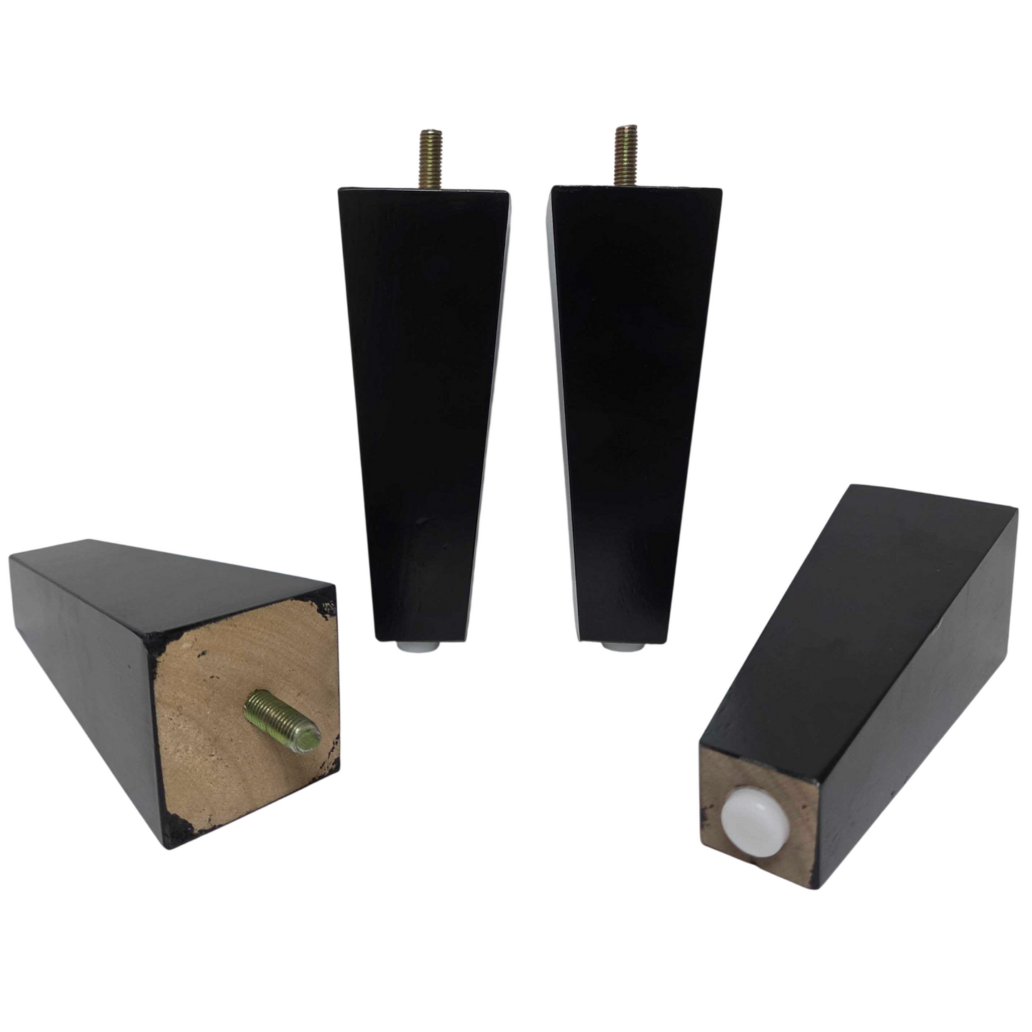 Leg Daddy 6-3/4" Black Finish Tapered Wood Sofa Legs with M10 Hanger Bolts