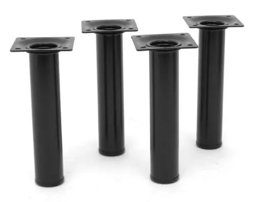 Hafele 6" Cylindrical Black Semi-Gloss Steel Furniture Leg, Set of 4 Häfele America Co.