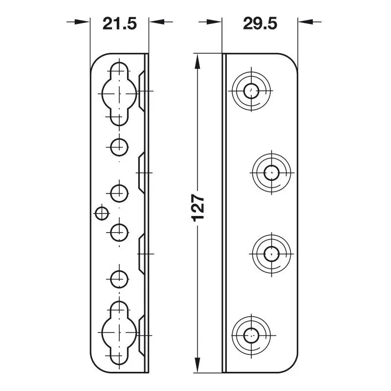 Hafele 271.19.946 Berliner Bed Fitting 127mm, Set of 4 Hafele
