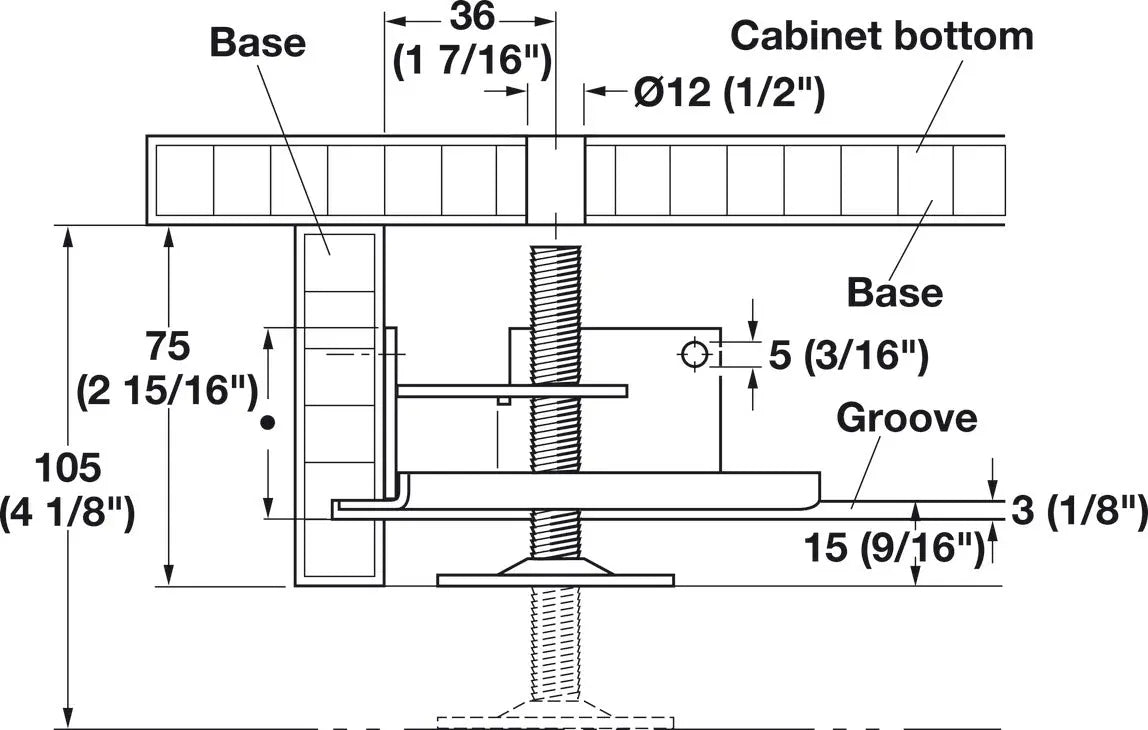 Hafele 637.23.900 Galvanized Steel Base Leveler with Supporting Bracket Hafele