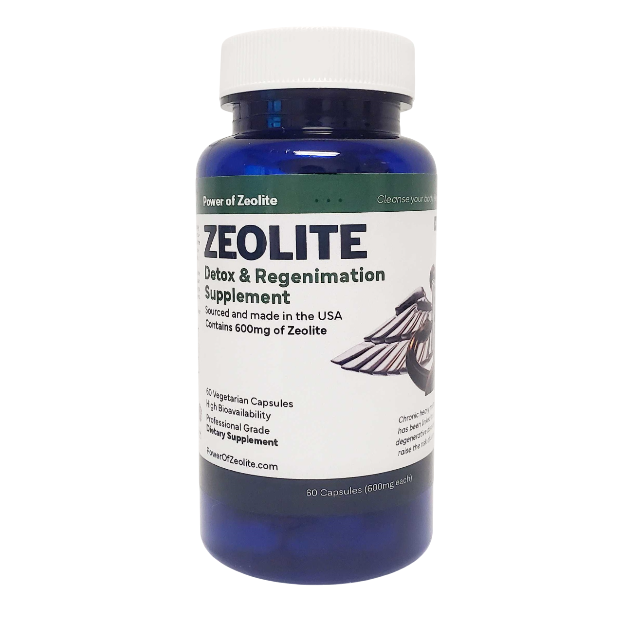ZEOLITE Heavy Metal Detox Regenimation Supplement 600mg, 60 ct.
