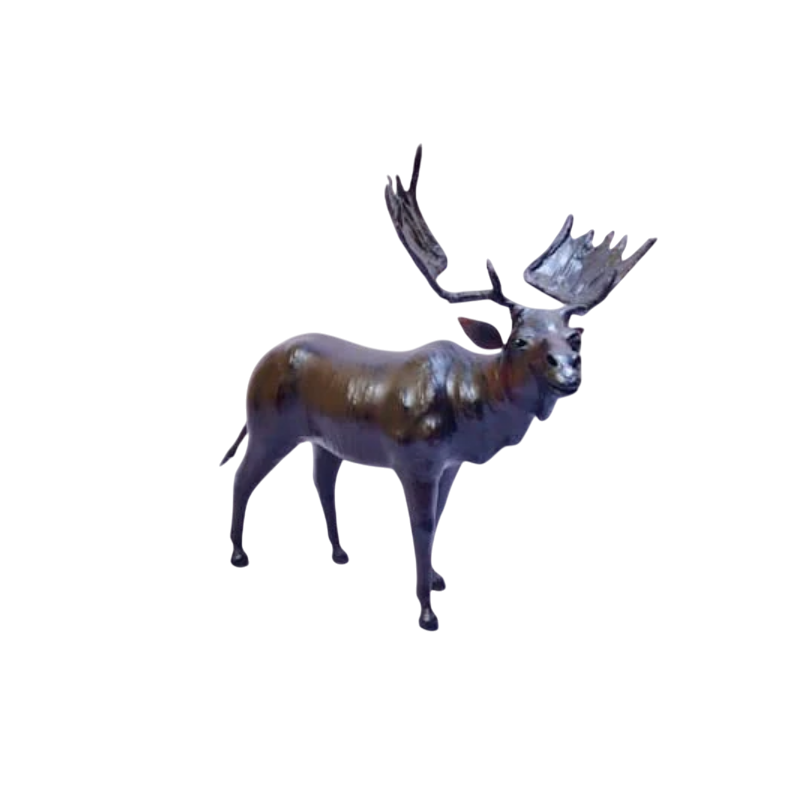 Moose Handmade Painted Leather Statue