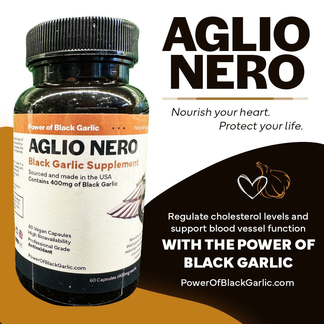 Aglio Nero Black Garlic Supplement, 400mg, 60 ct. Pro Grade Antioxidant