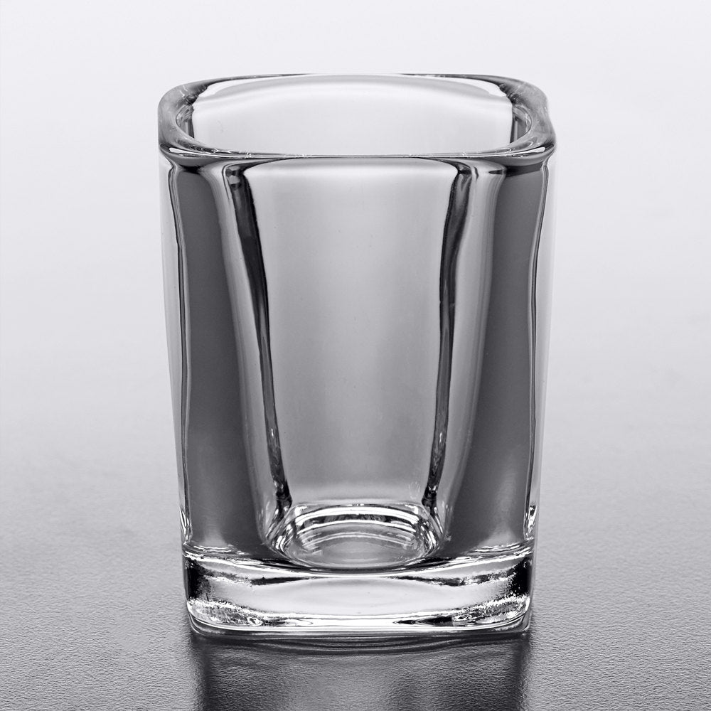 Four 2oz Square Shot Glasses & Stainless Steel Pourer for Entertaining Anywhere